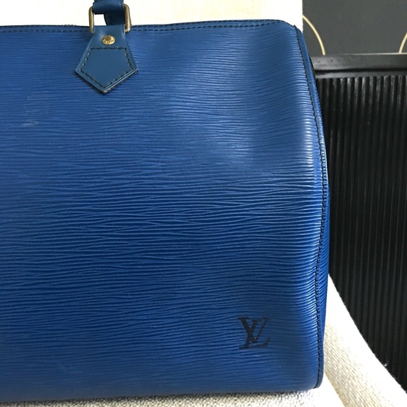 Authentic Louis Vuitton Speedy 35 bag blue Toledo Epi leather bag - Picture 4 of 16